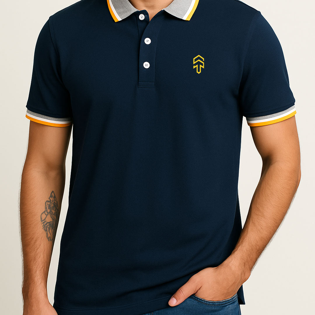 Navy Blue Contrast Polo Tee