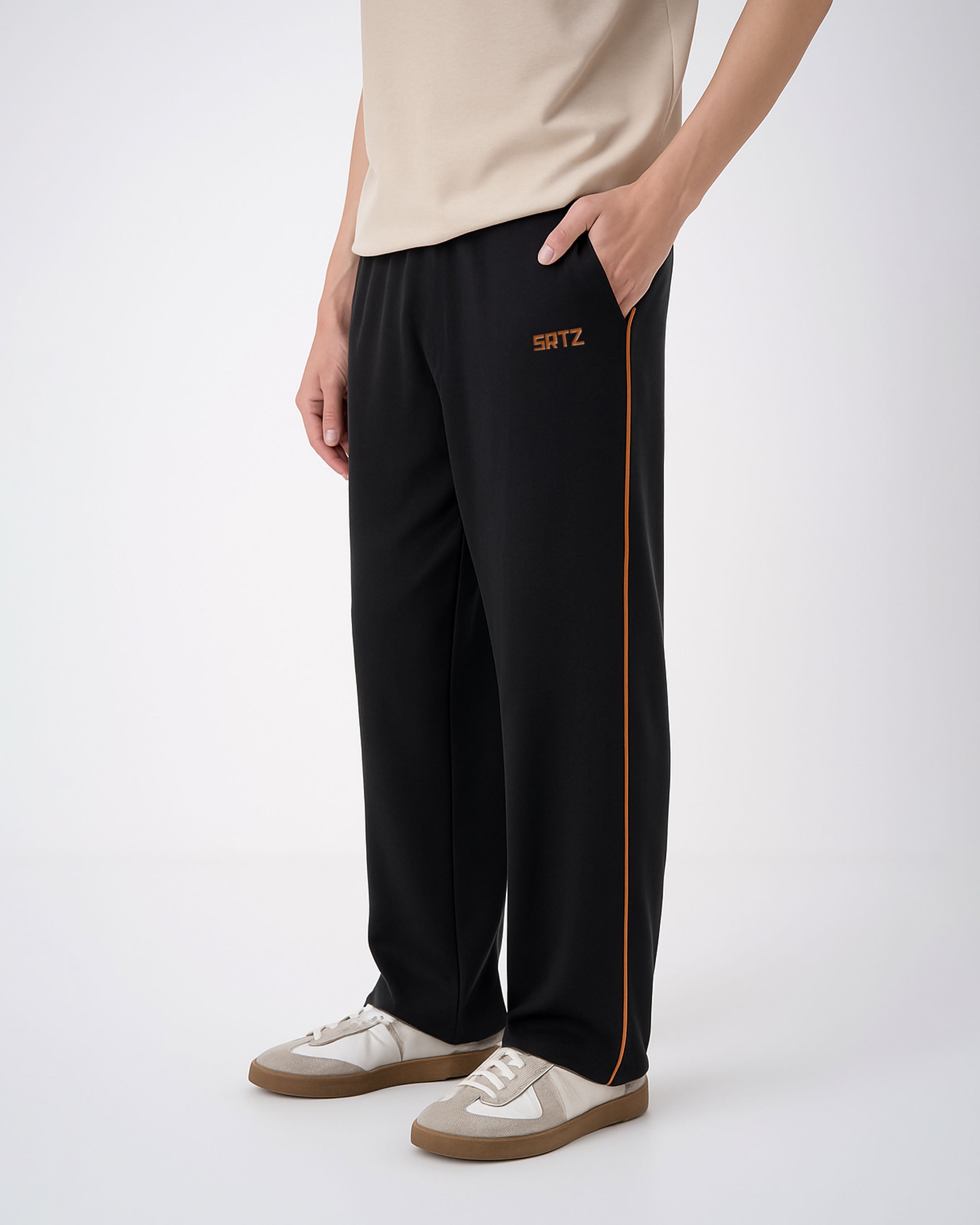 Black Straight Piping Trouser