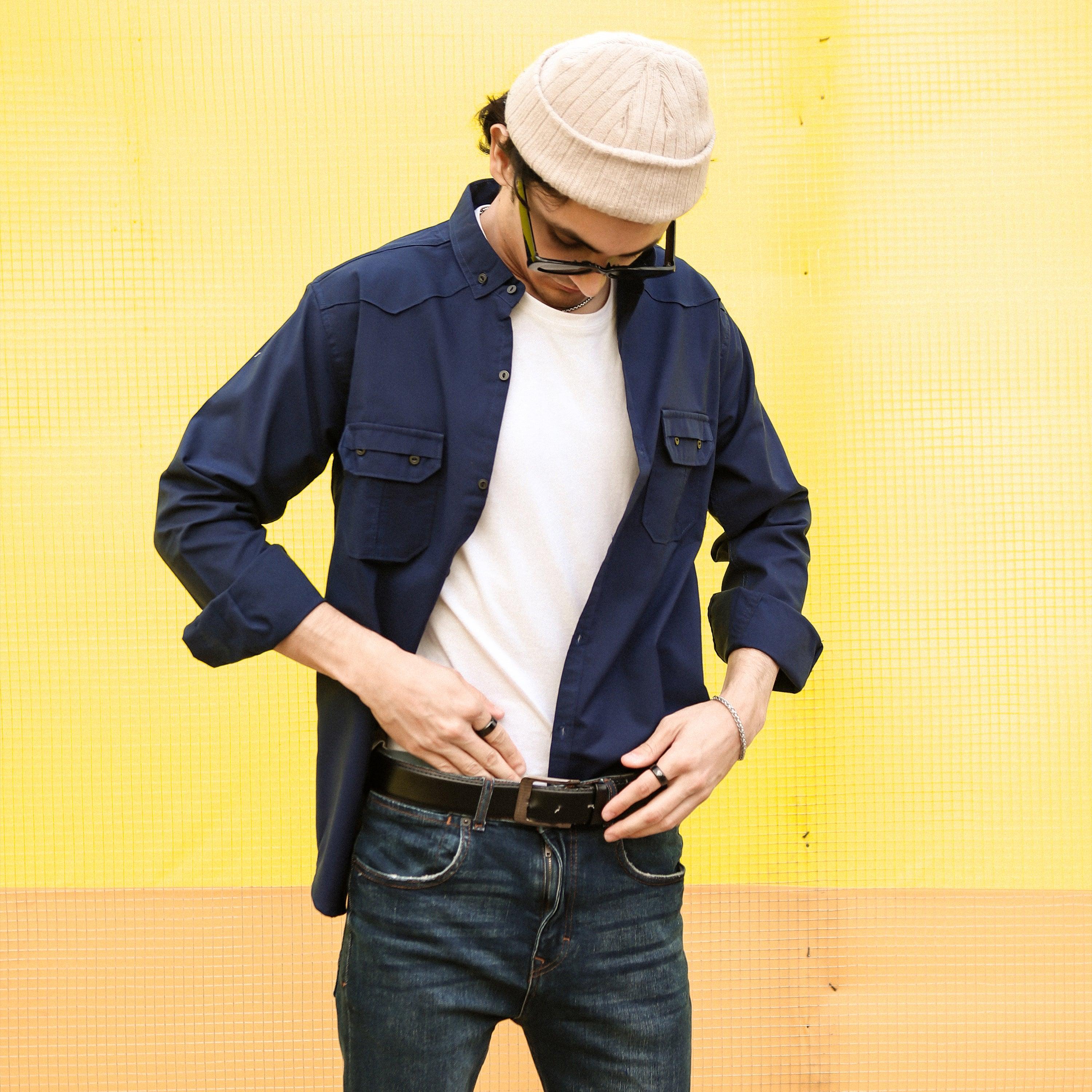 Double Front Pocket Shirt - Navy - Surteez