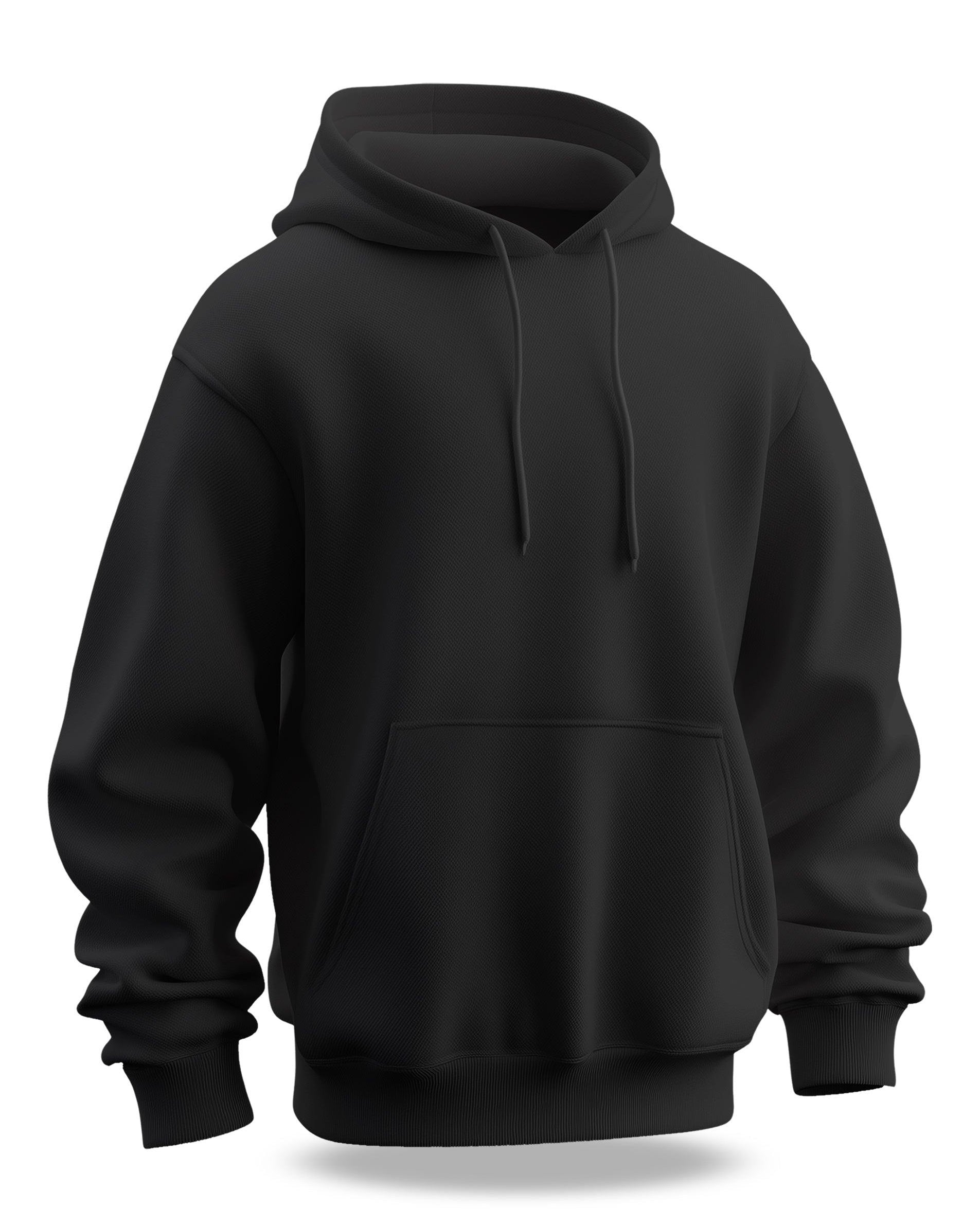 Jet Black Plain Hoodie