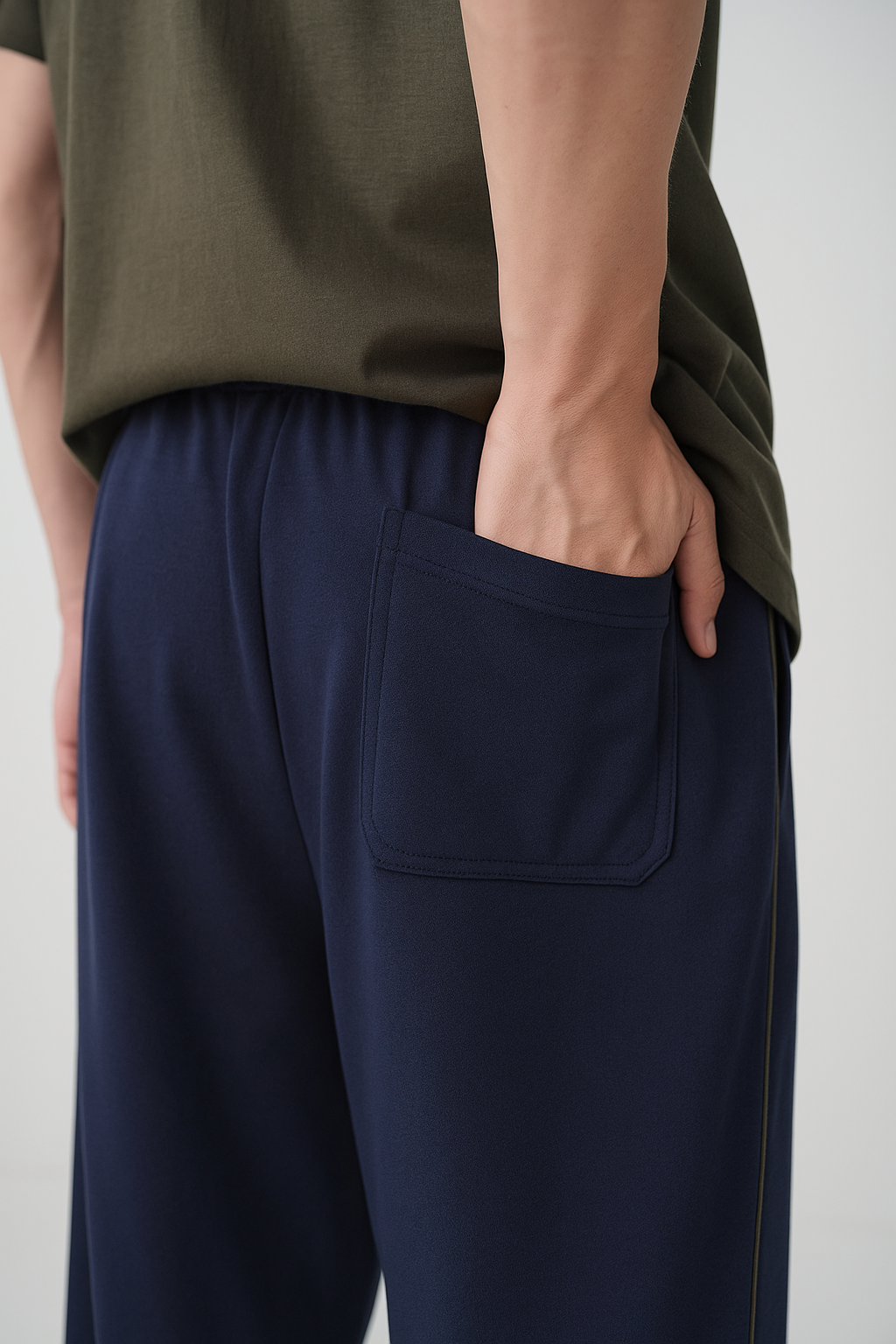 Navy Straight Piping Trouser