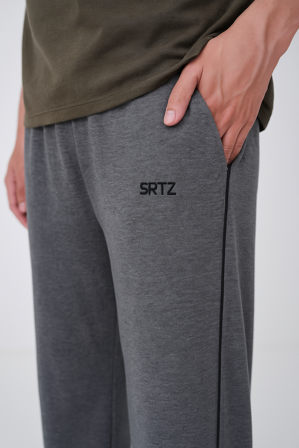 Charcoal Straight Piping Trouser