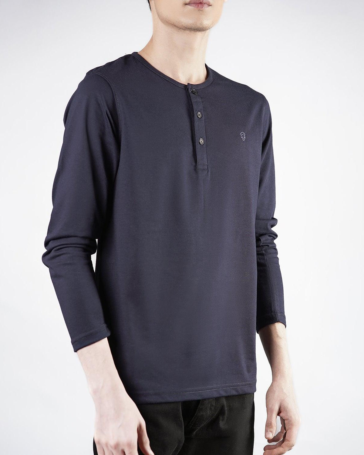 Navy Blue Henley F/S - Surteez
