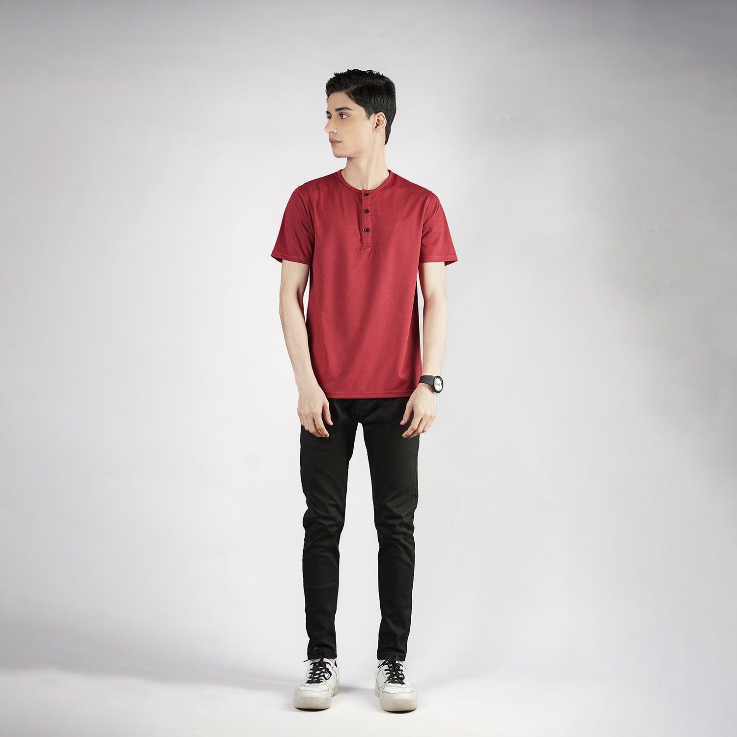 Maroon Henley H/S - Surteez