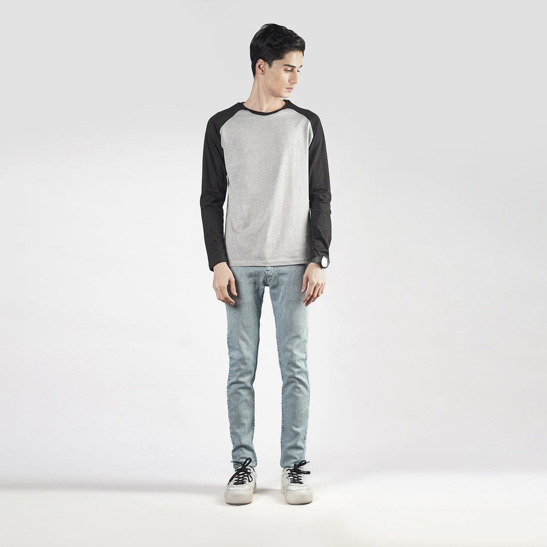 Black & Grey Raglan Full Sleeve - Surteez