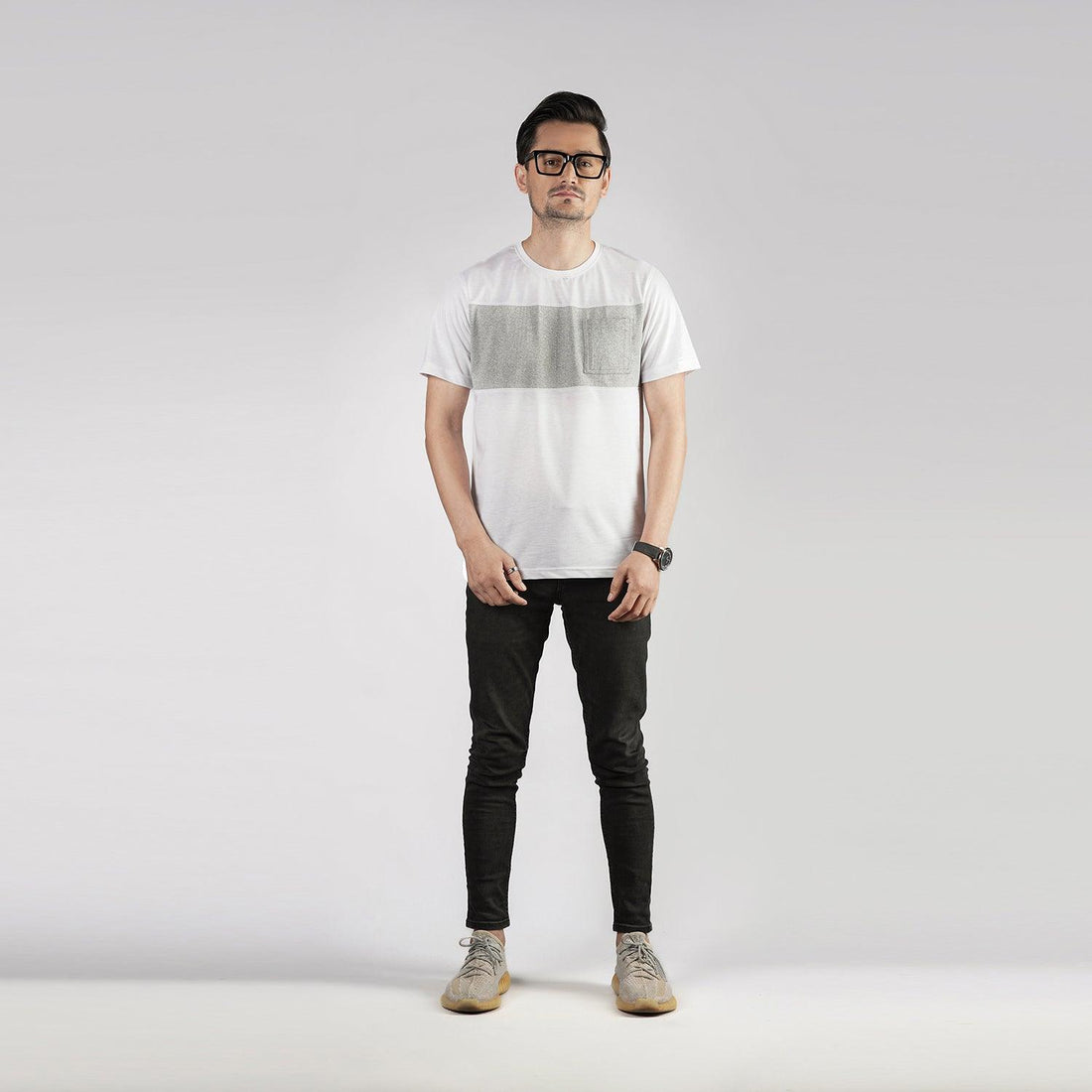 Grey White Colorblock Tee - Surteez