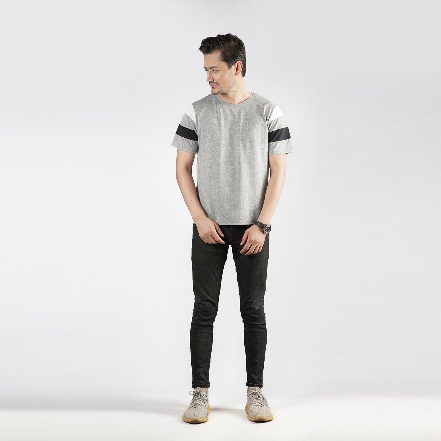 Grey Panel Sleeve Tee - Surteez