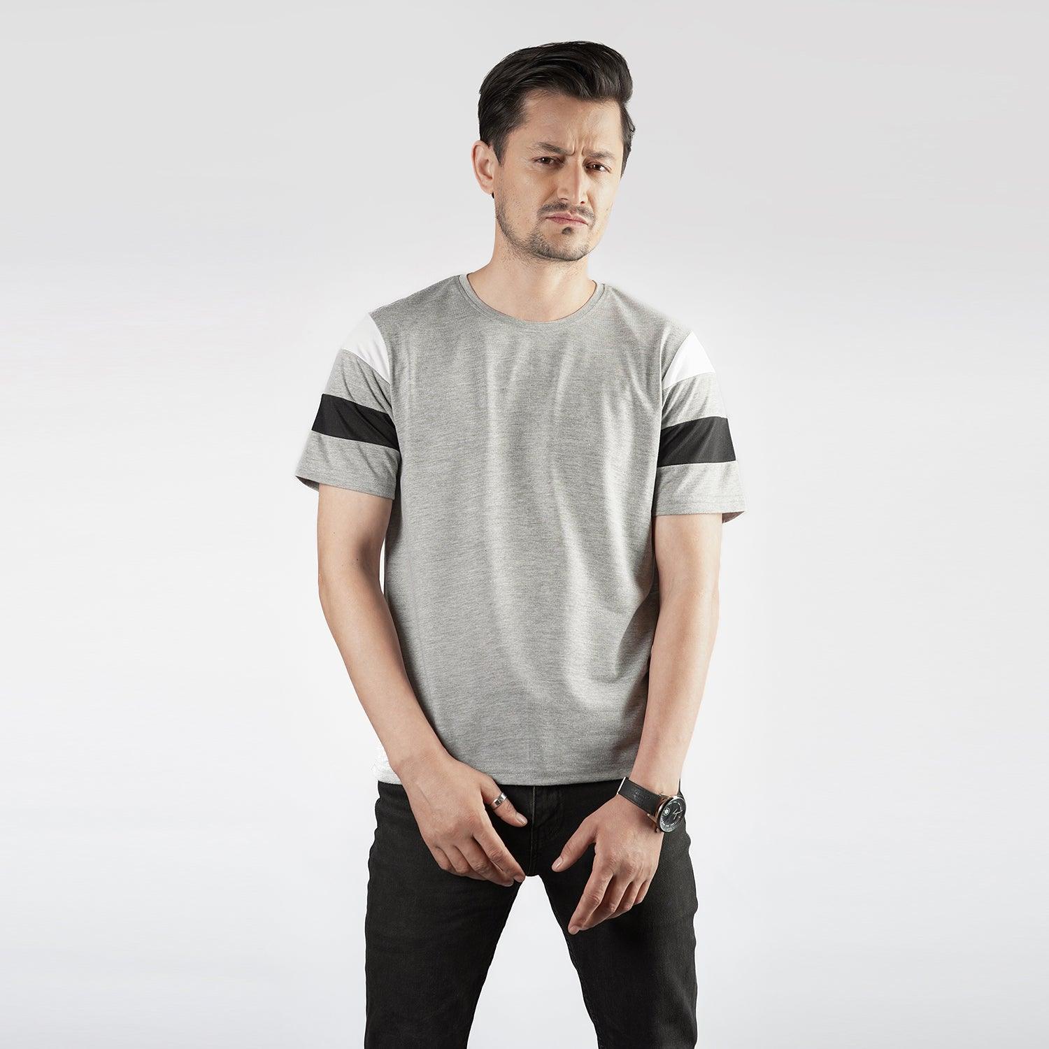 Grey Panel Sleeve Tee - Surteez