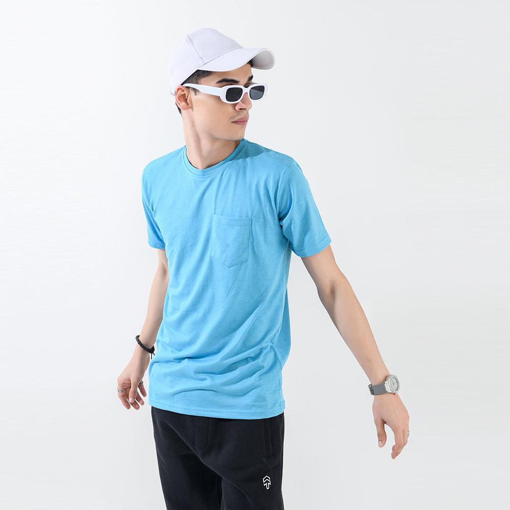 Cadet Blue Regular Fit With Chest Pocket - Surteez