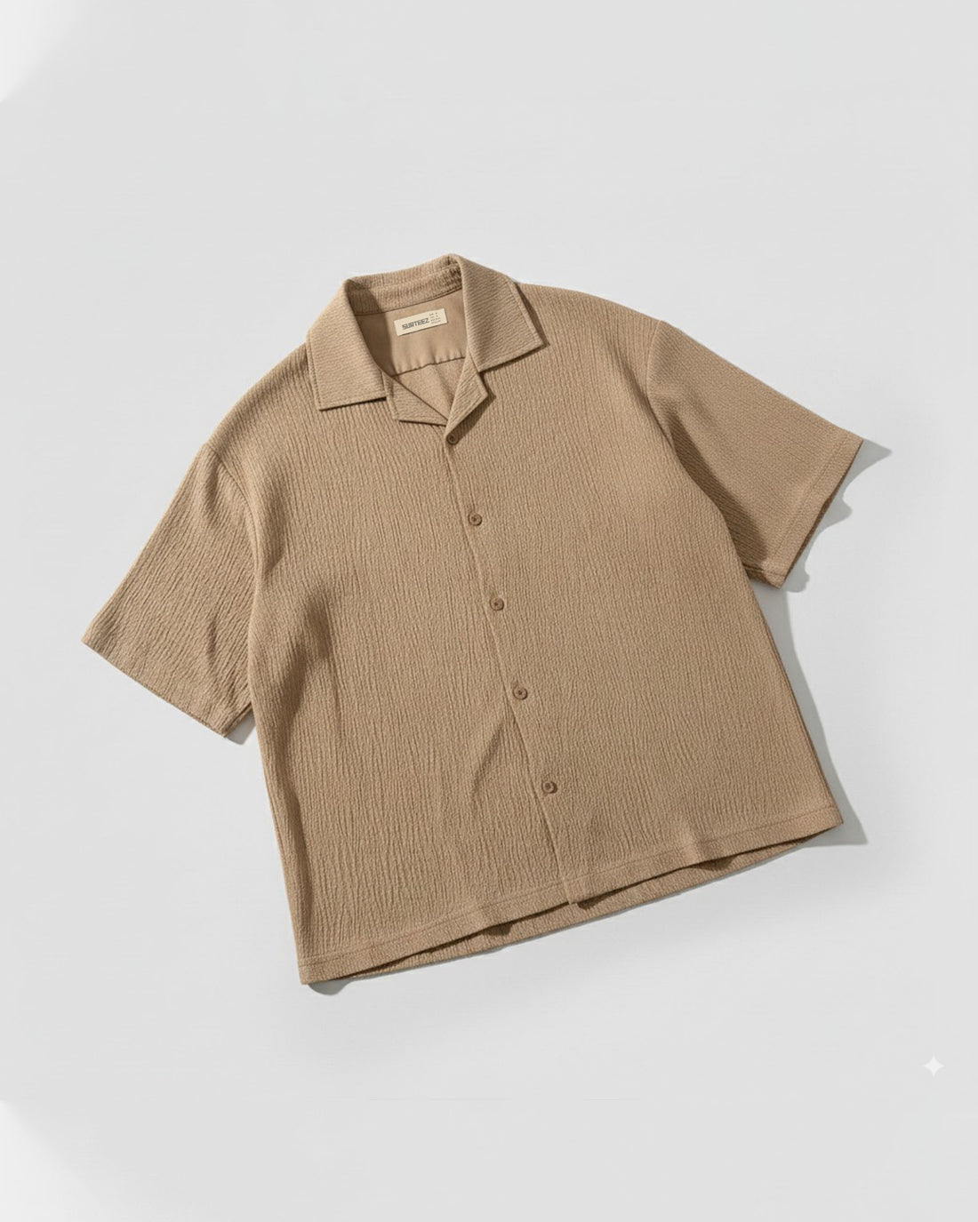 Oversize Woven Lycra Shirt - Beige