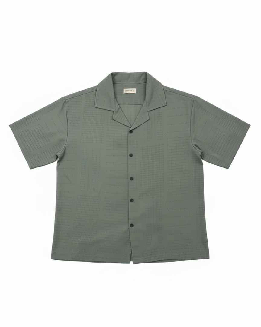 Oversize Dotted Textured Shirt - Military Green