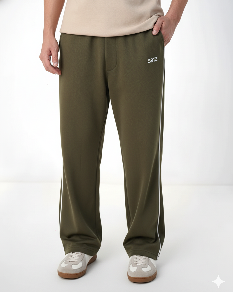 Olive Baggy Piping Trouser