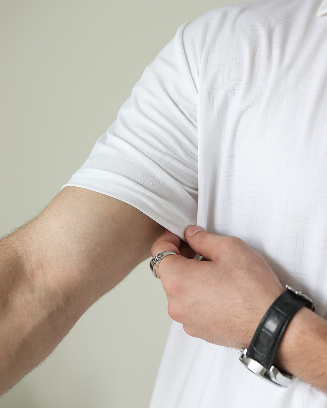 Imported Lycra Textured Shirt - White