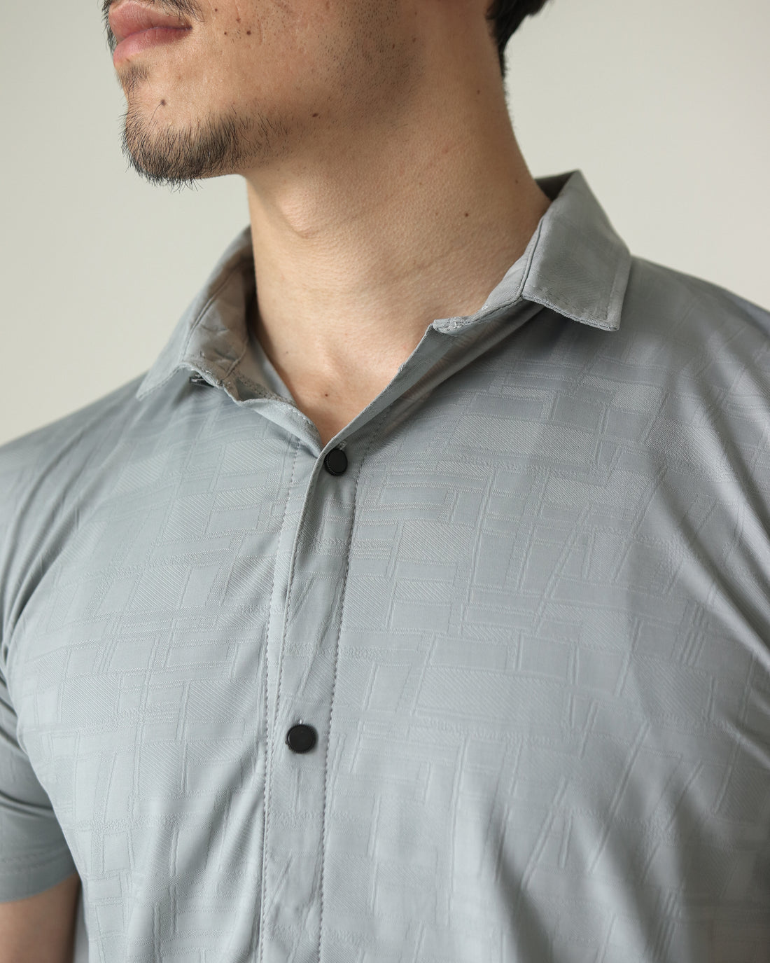 Imported Lycra Textured Shirt - Steel Grey