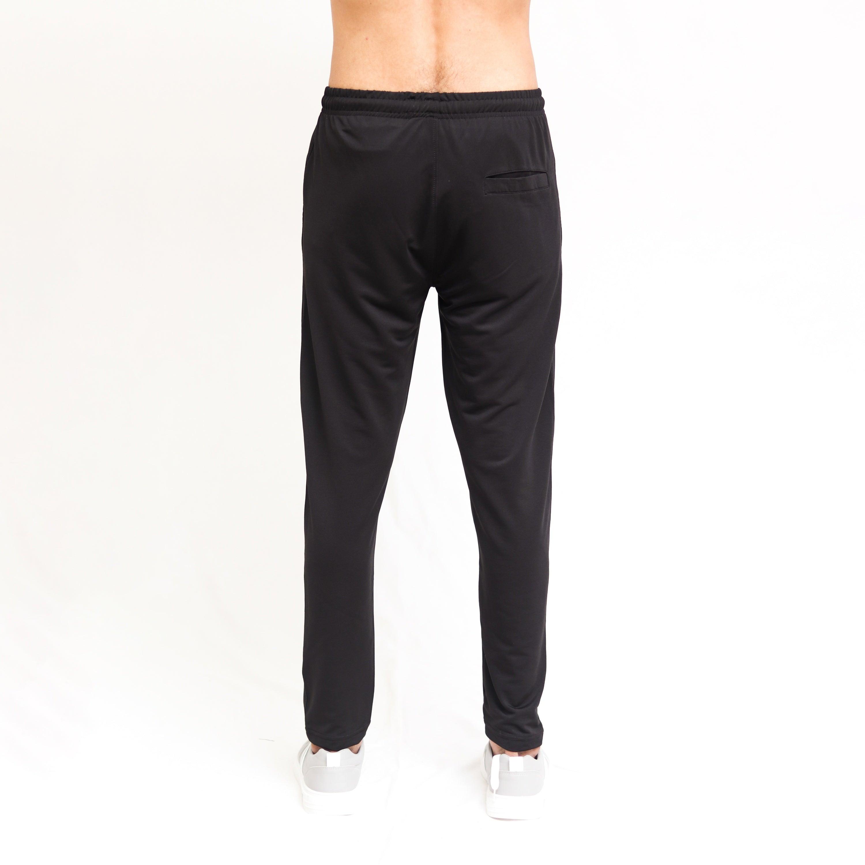 Black Lycra Quick Dry Trouser with Four Stripes - Surteez