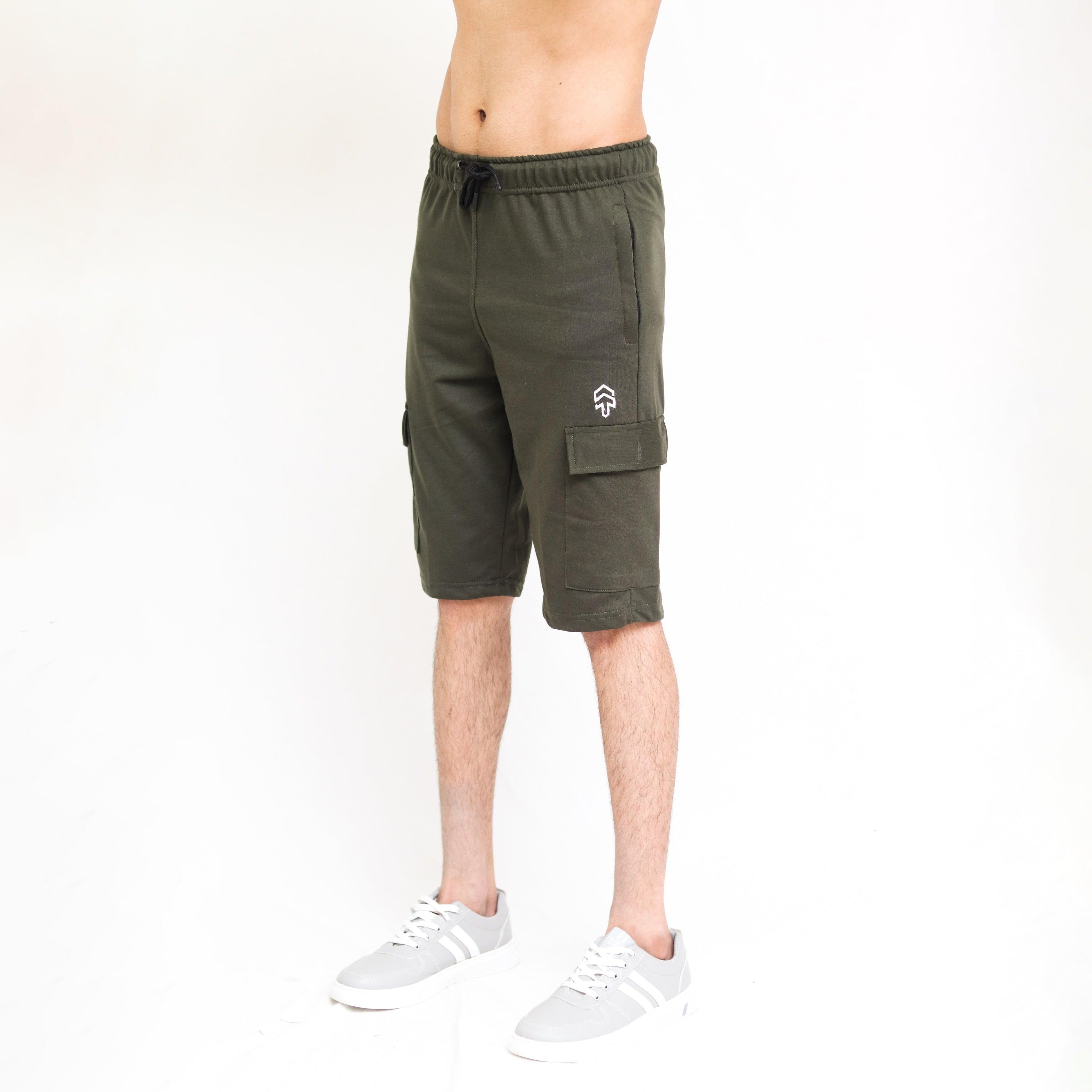 Olive Terry Cargo Shorts - Surteez