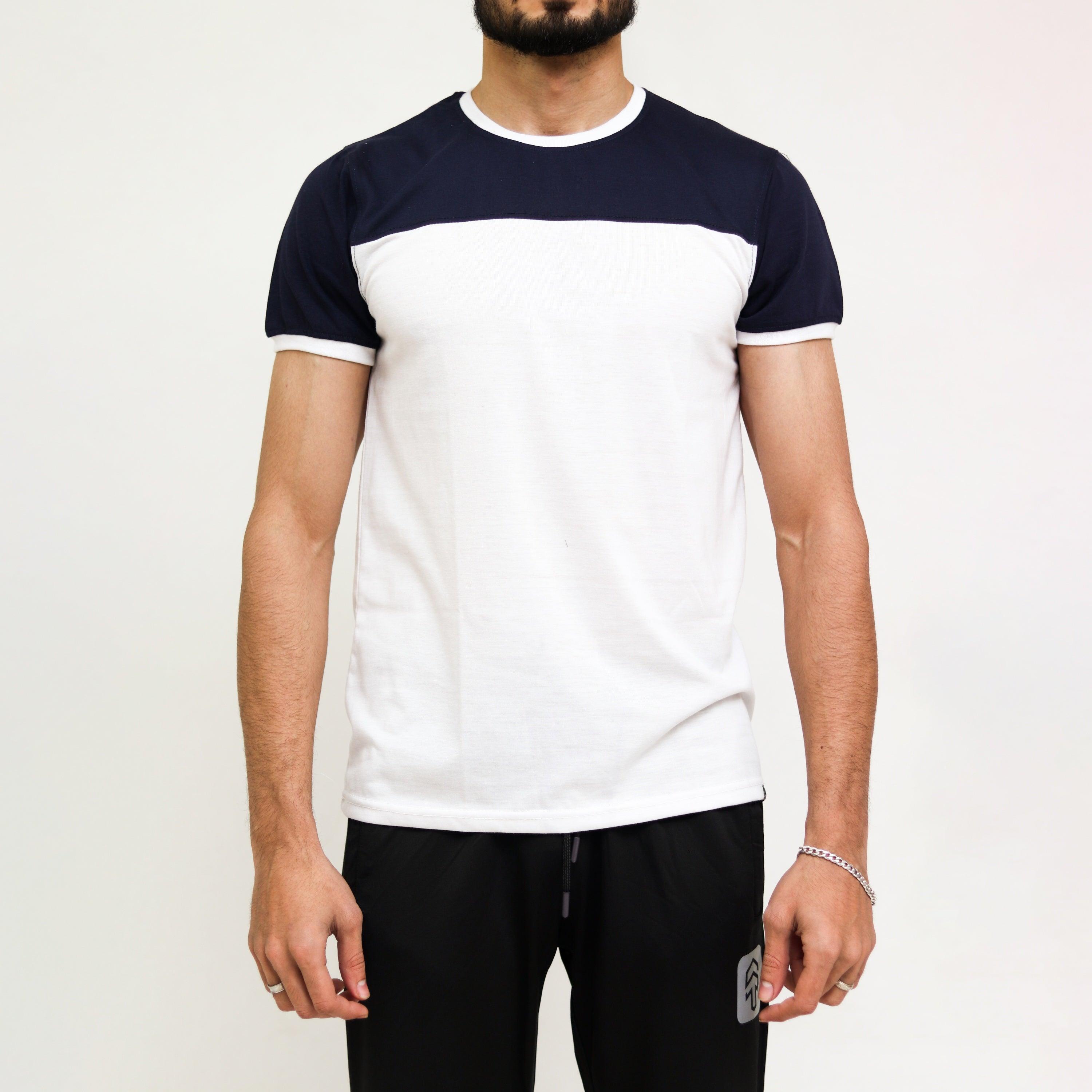 Navy White Cut & Sew Tee - Surteez