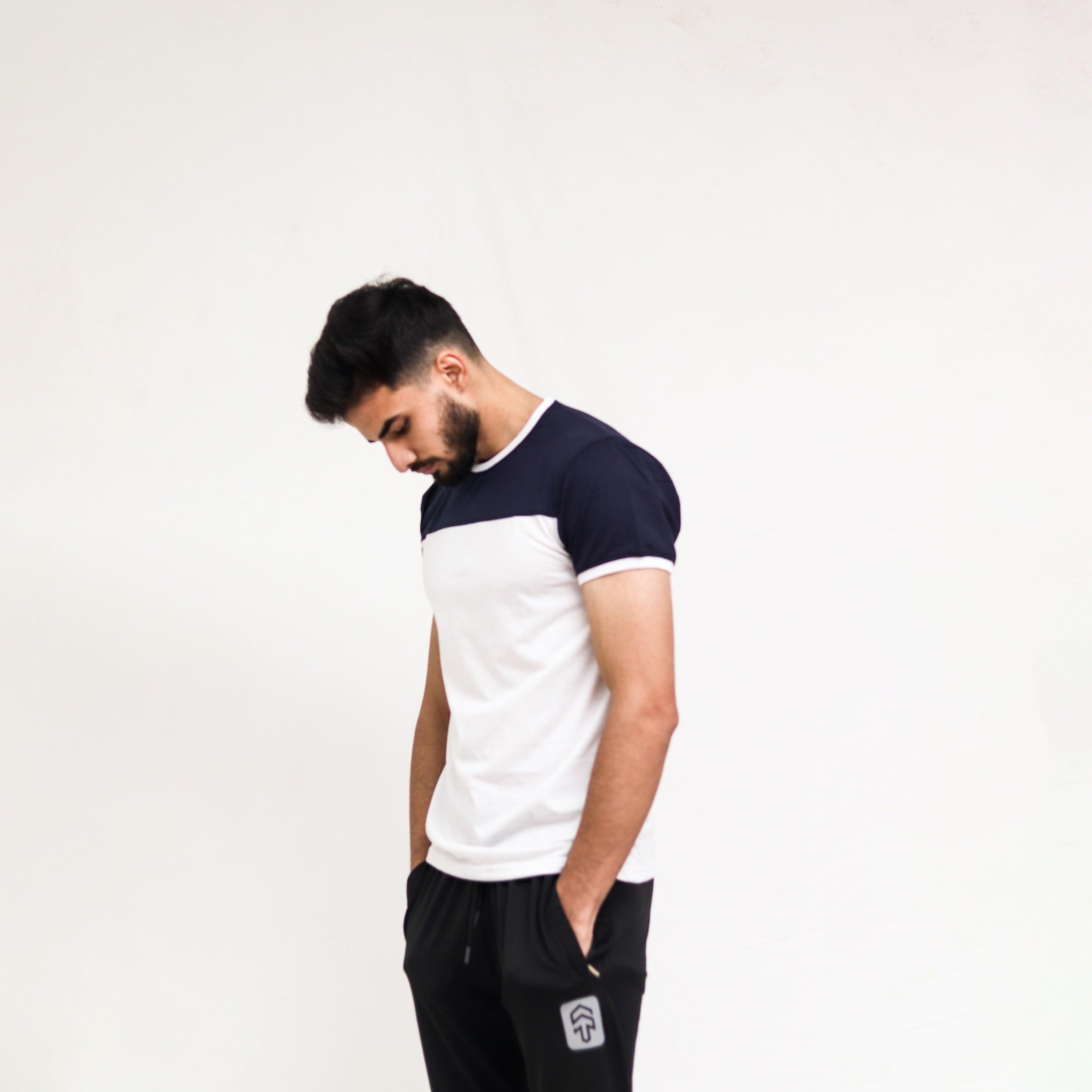 Navy White Cut & Sew Tee - Surteez