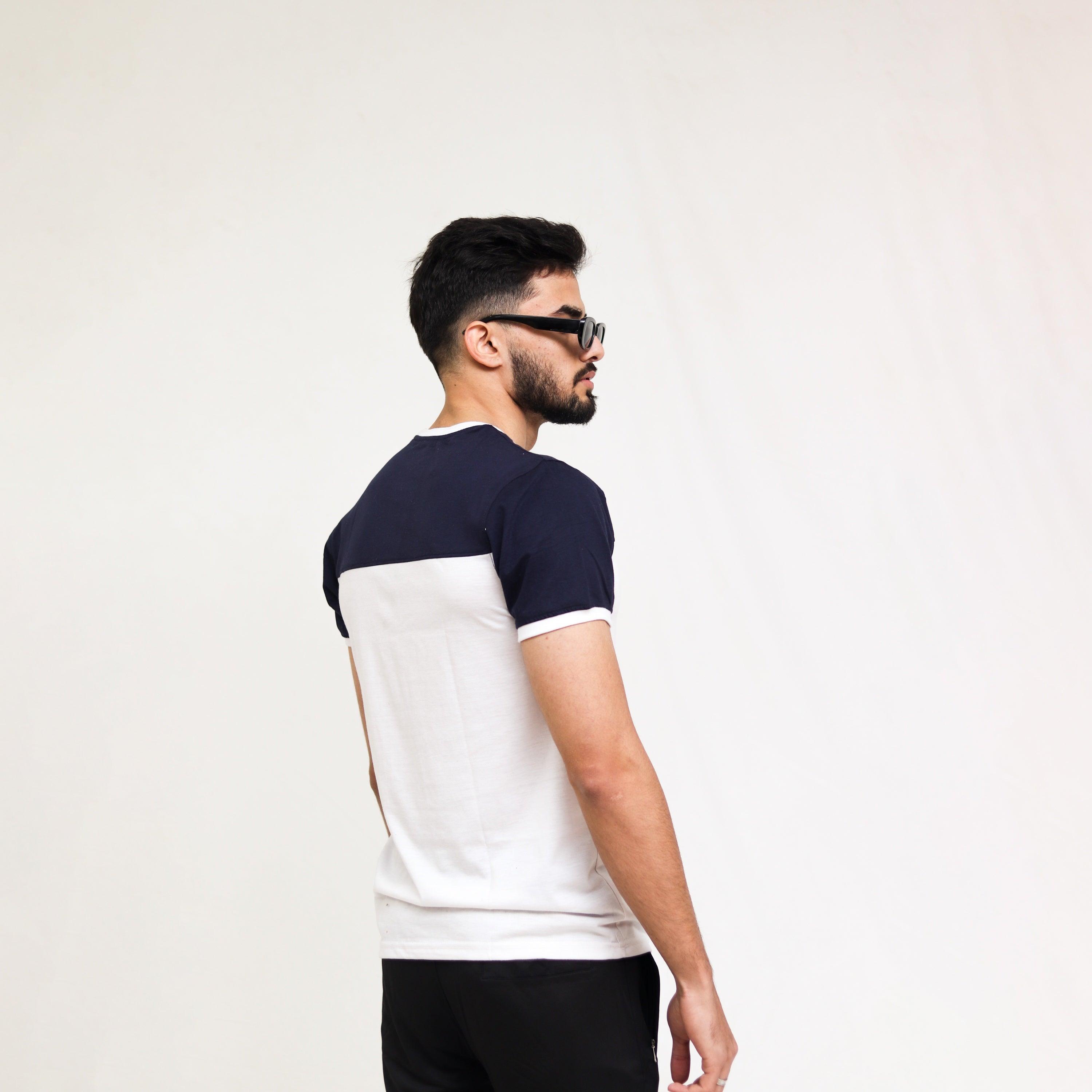 Navy White Cut & Sew Tee - Surteez