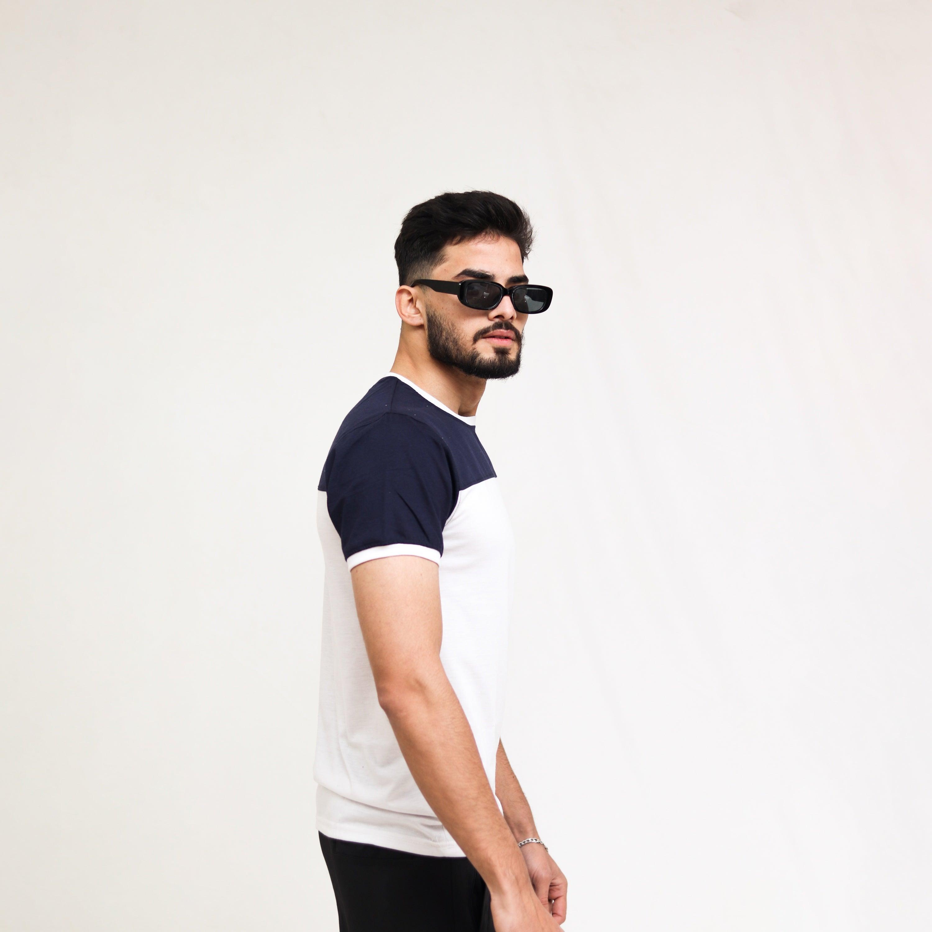Navy White Cut & Sew Tee - Surteez