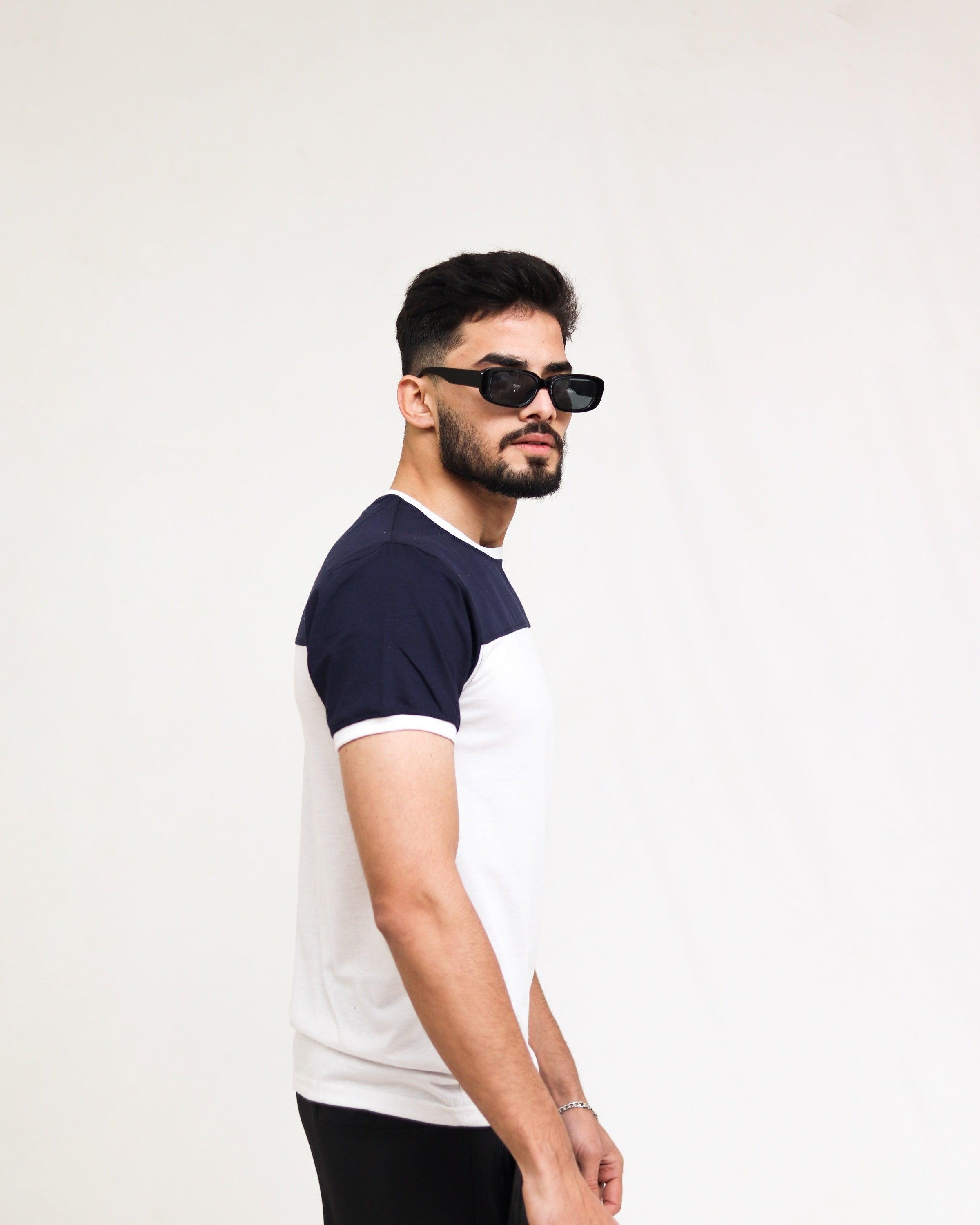 Navy White Cut & Sew Tee - Surteez