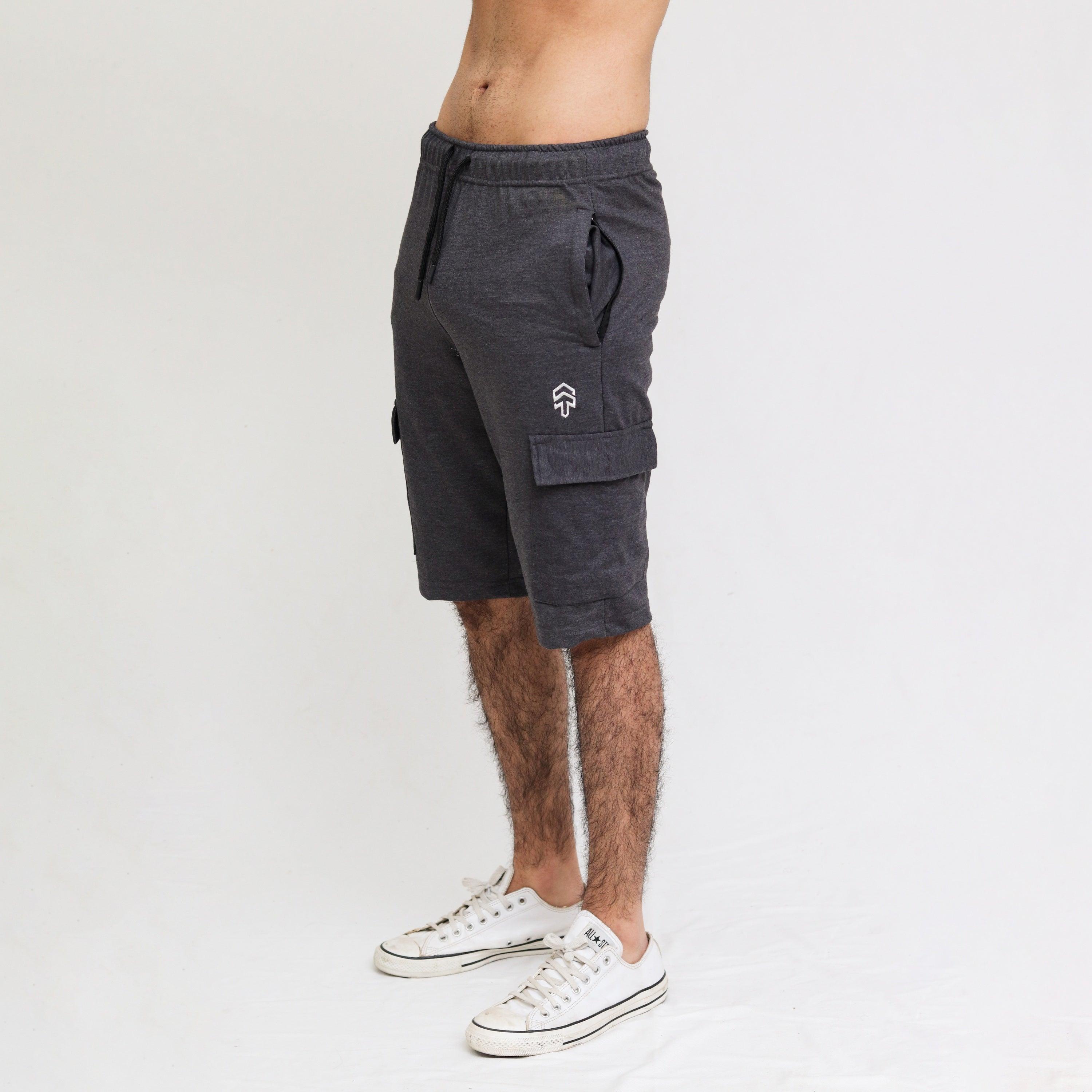 Charcoal Terry Cargo Shorts - Surteez