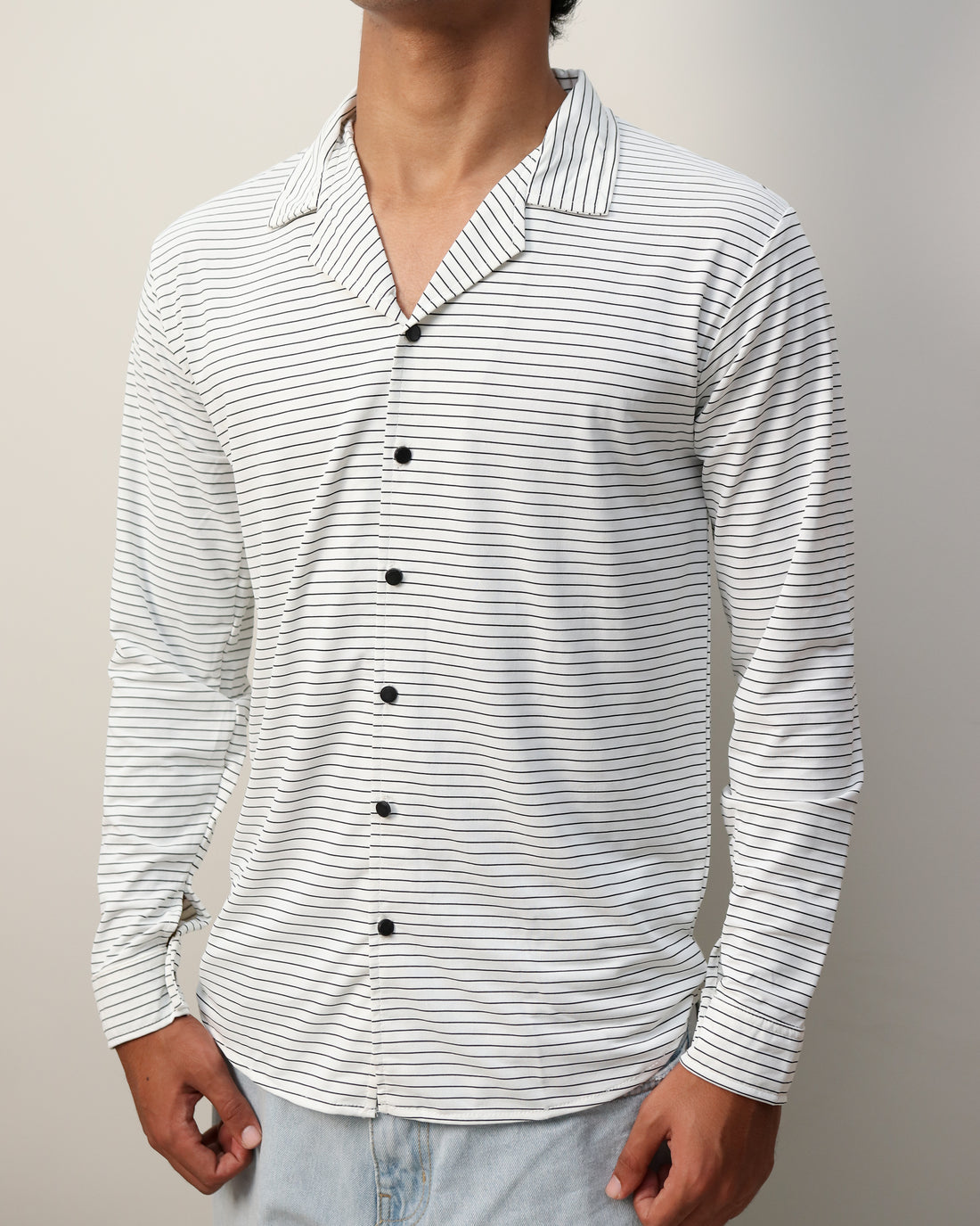 Lycra Textured Lines Shirt - White