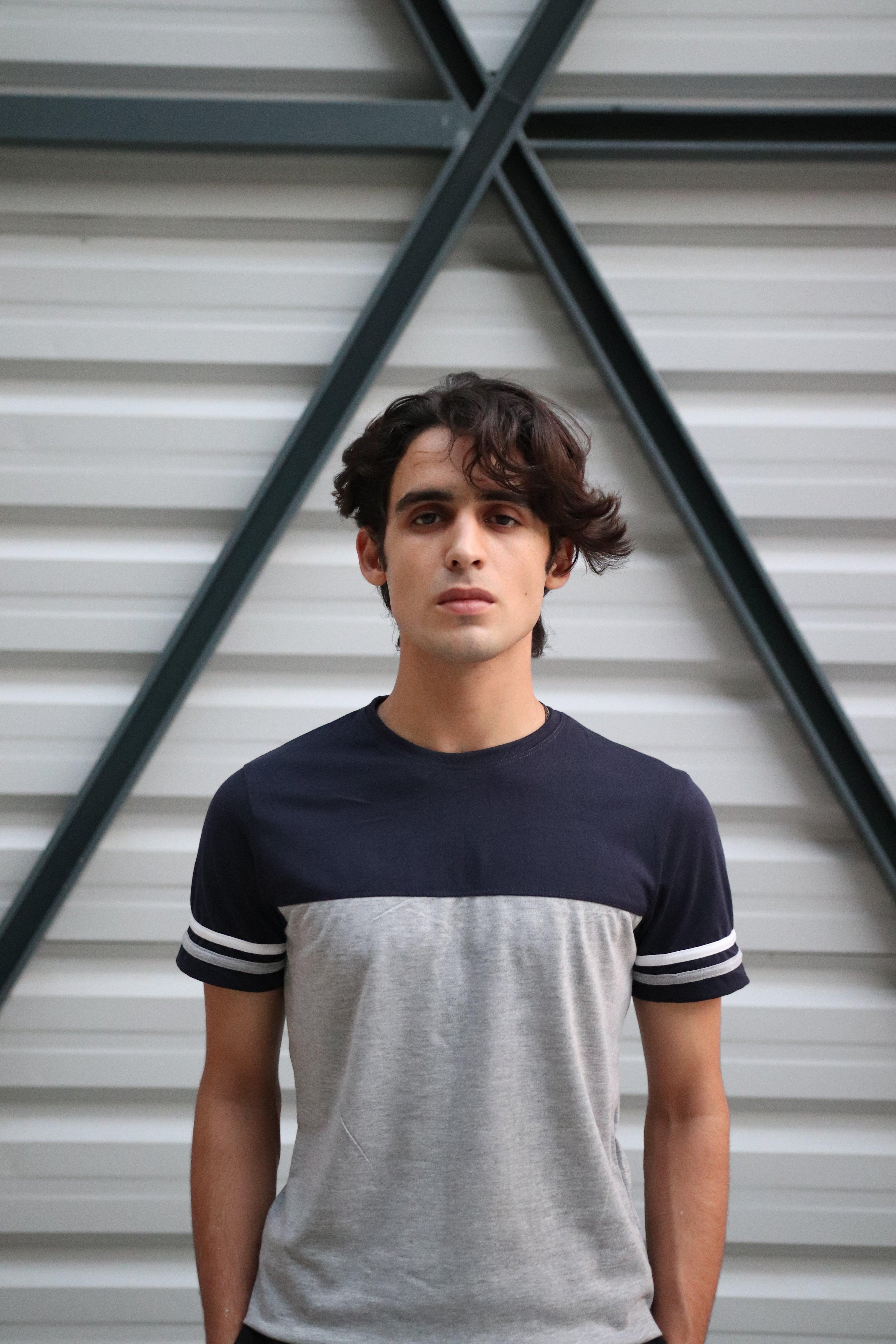 Grey Navy Panel Tee - Surteez