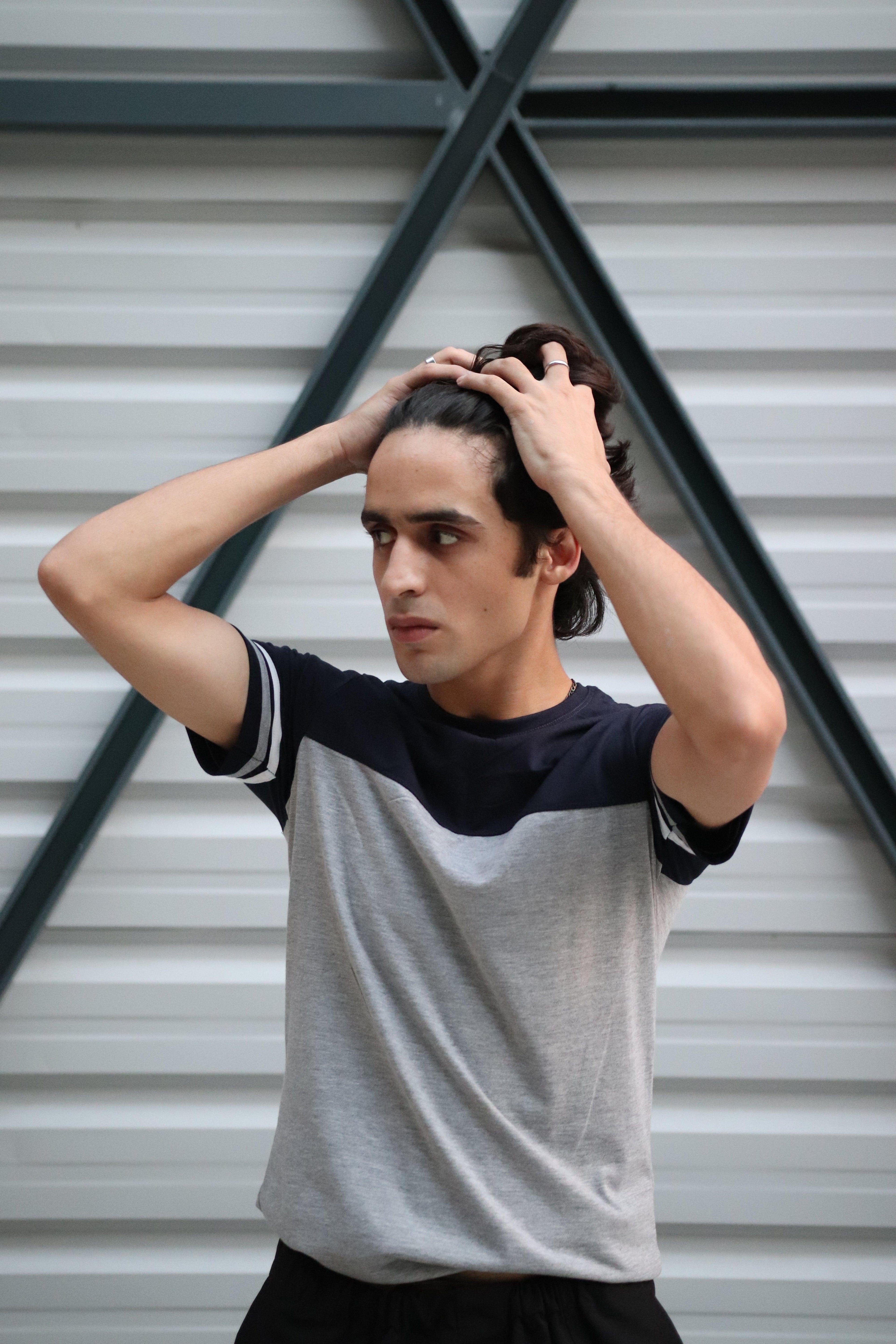 Grey Navy Panel Tee - Surteez