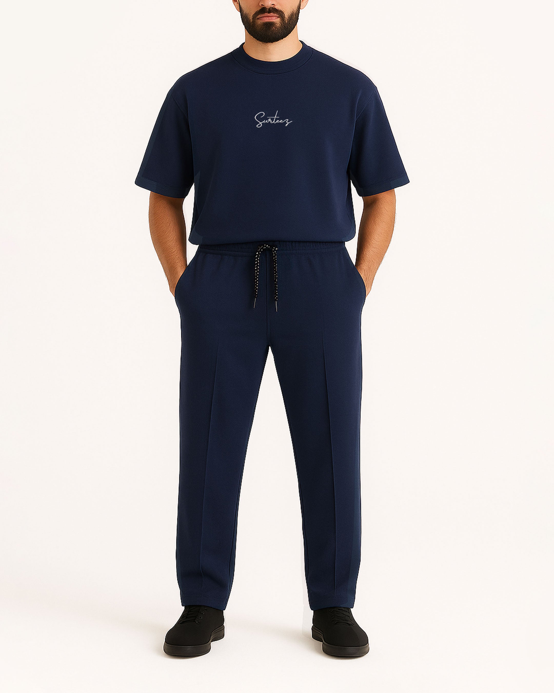 NAVY BLUE INTERLOCK CO ORD SET