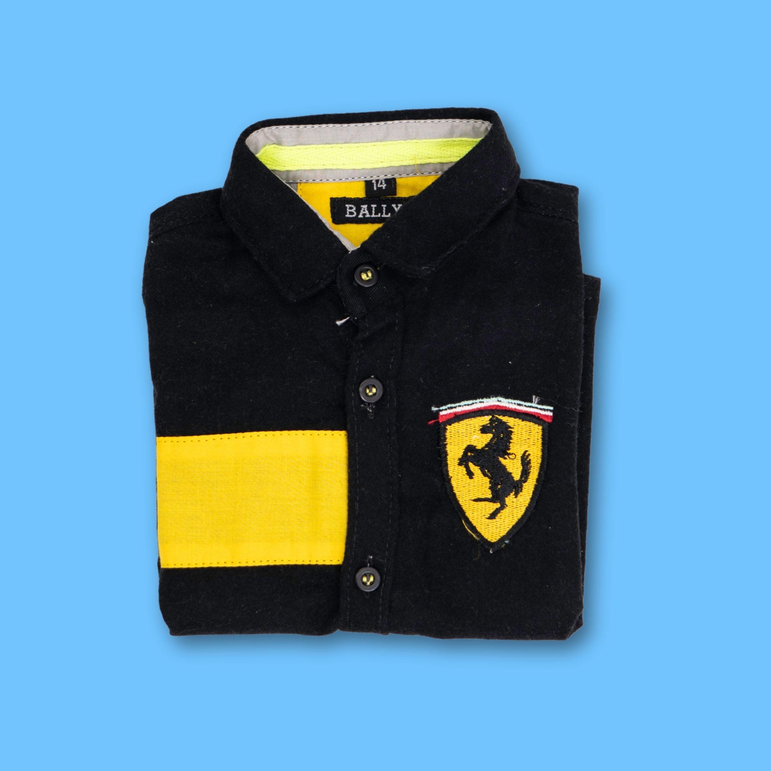 Ferrarii Embroided Black Cotton Shirt - Surteez