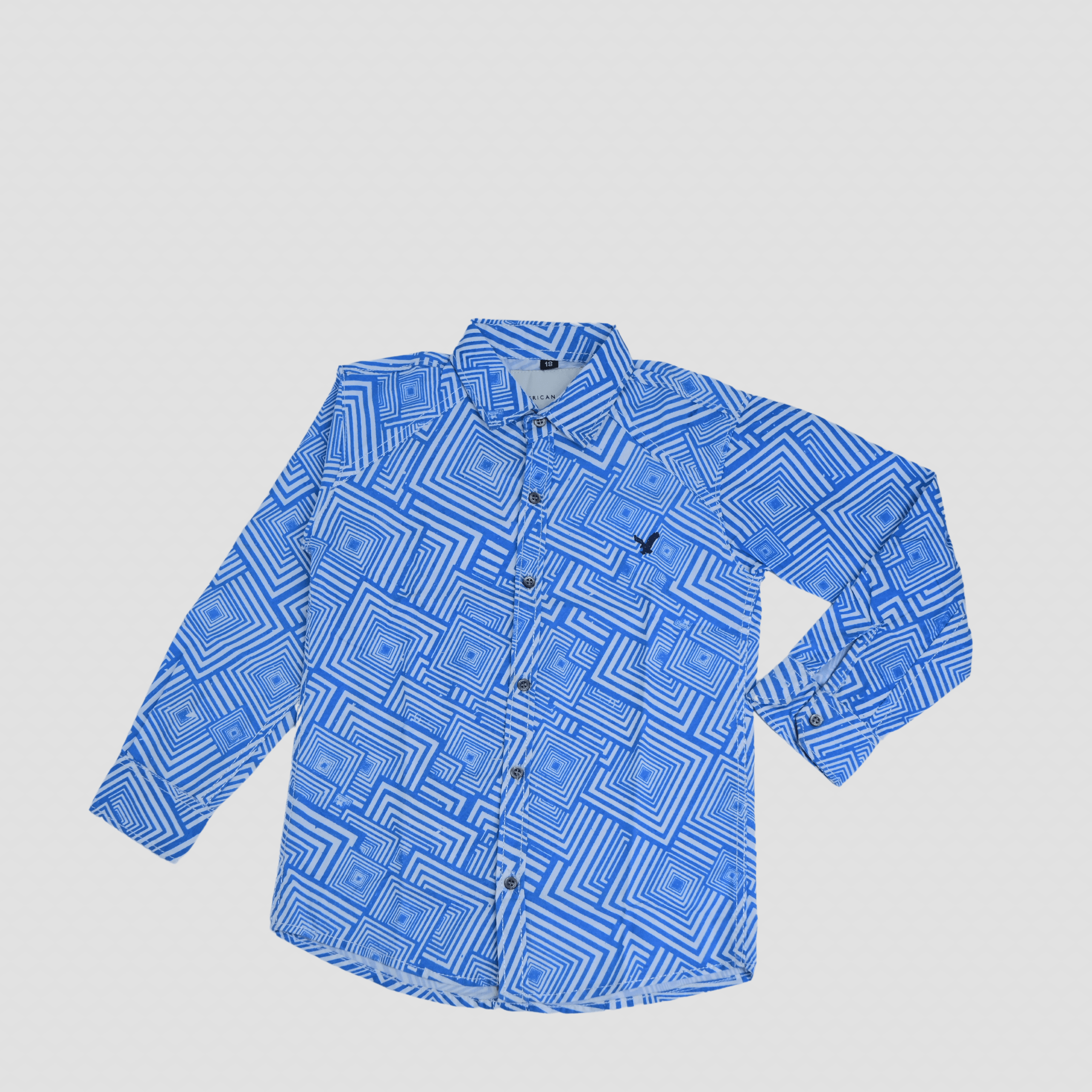 Blue Geometric Cotton Shirt - Surteez