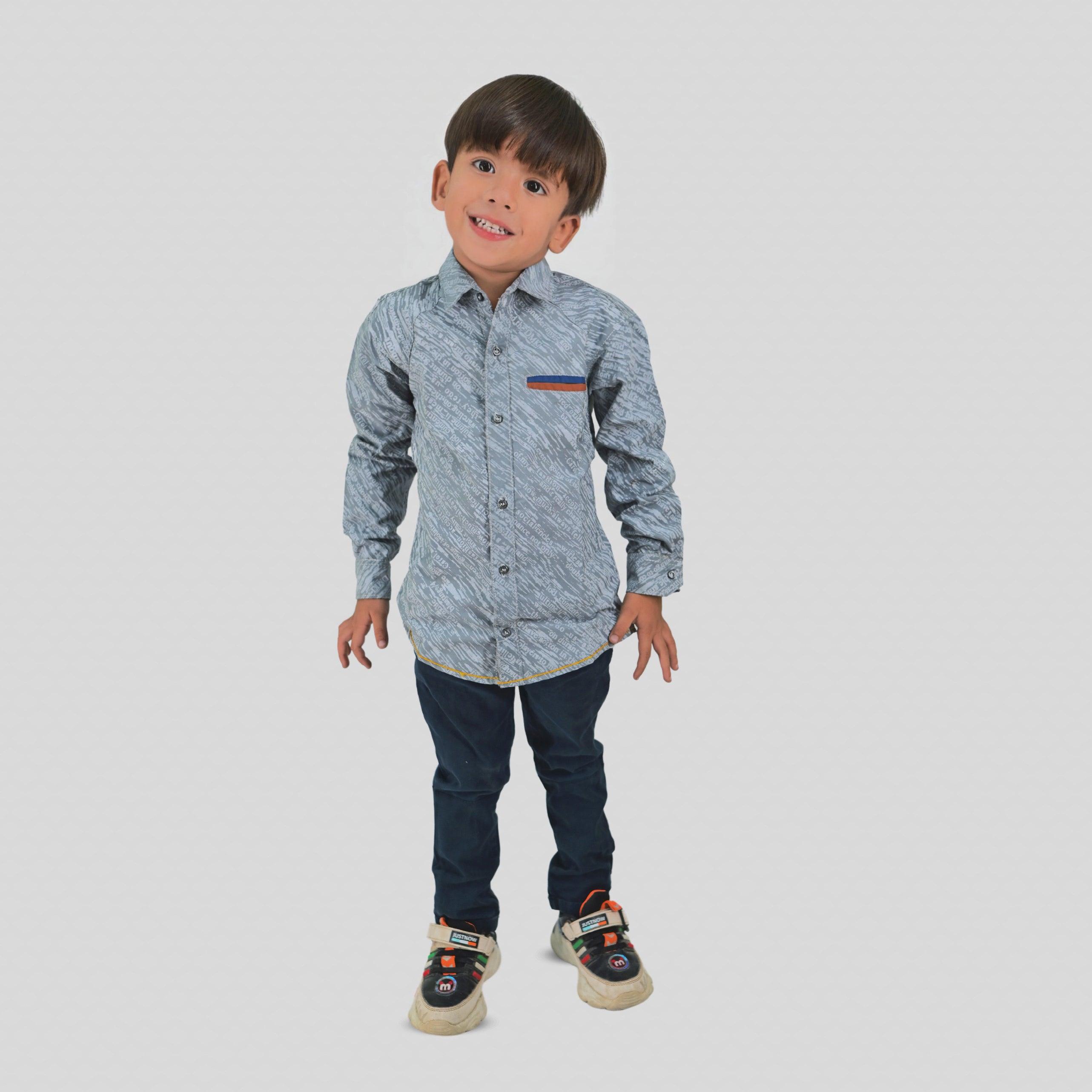 Grey Typo Cotton Shirt - Surteez