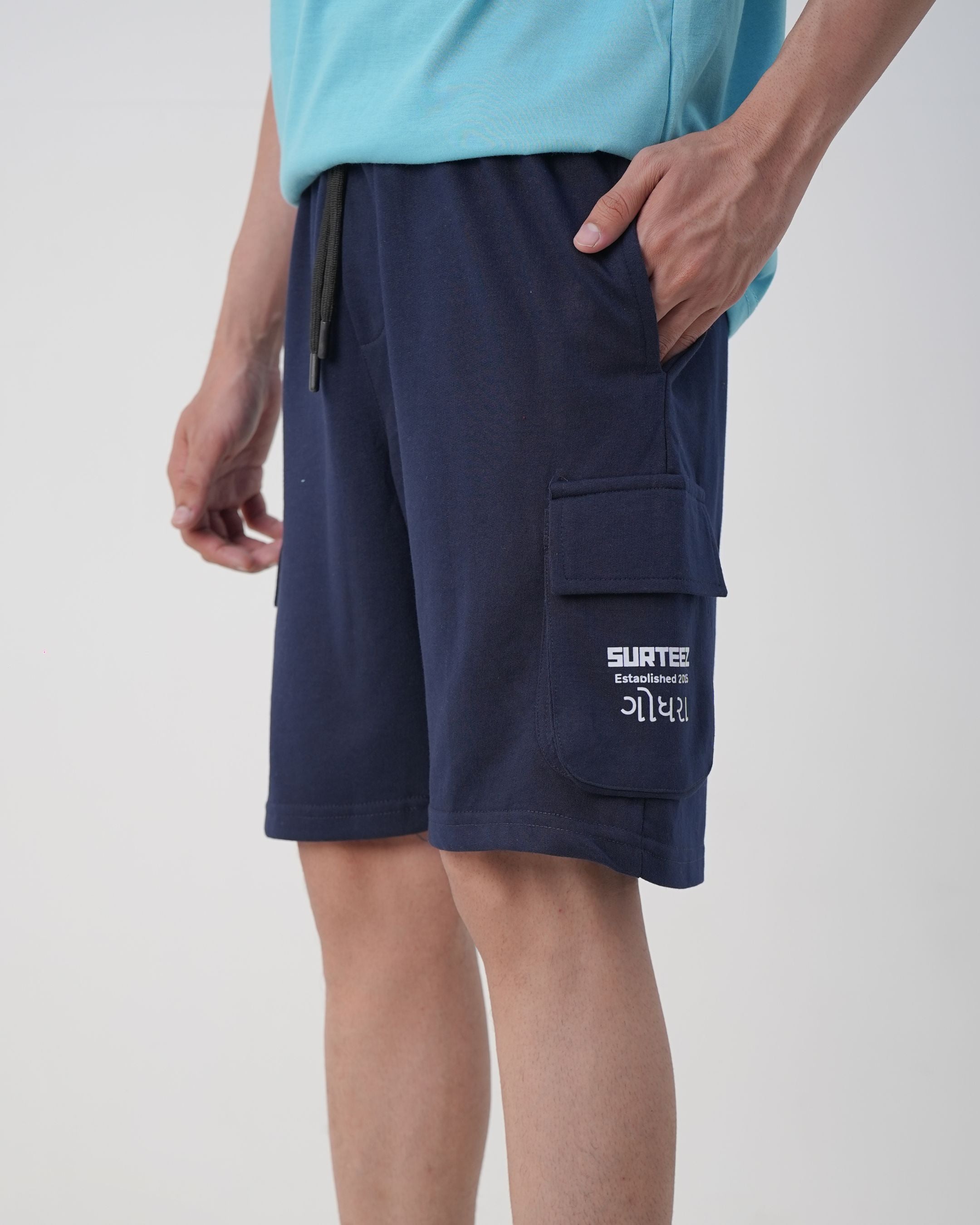 Navy Terry Cargo Shorts