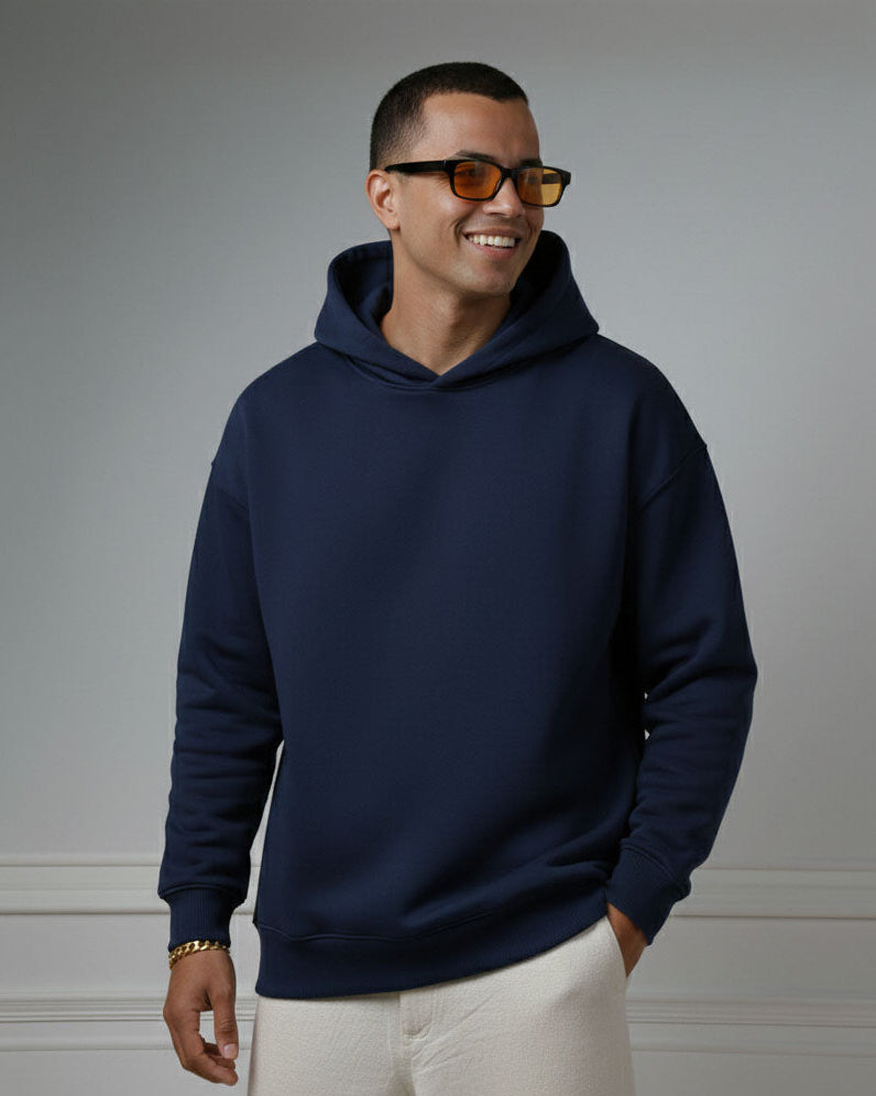 Oversize Navy Blue Plain Hoodie