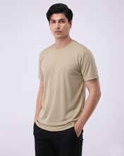 Imported Lycra Textured Tee - Sand Biege