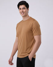 Imported Lycra Textured Tee - Camel Brown