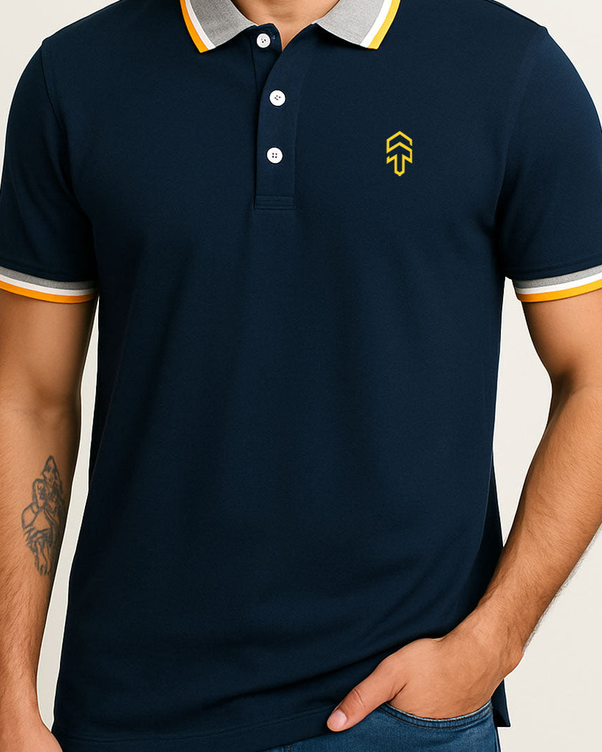 Navy Blue Contrast Polo Tee