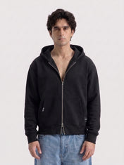 Black Oversize Zipper Hoodie