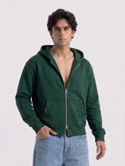 Bottle Green Oversize Zipper Hoodie