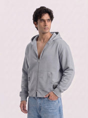 Light Grey Oversize Zipper Hoodie
