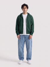Bottle Green Oversize Zipper Hoodie