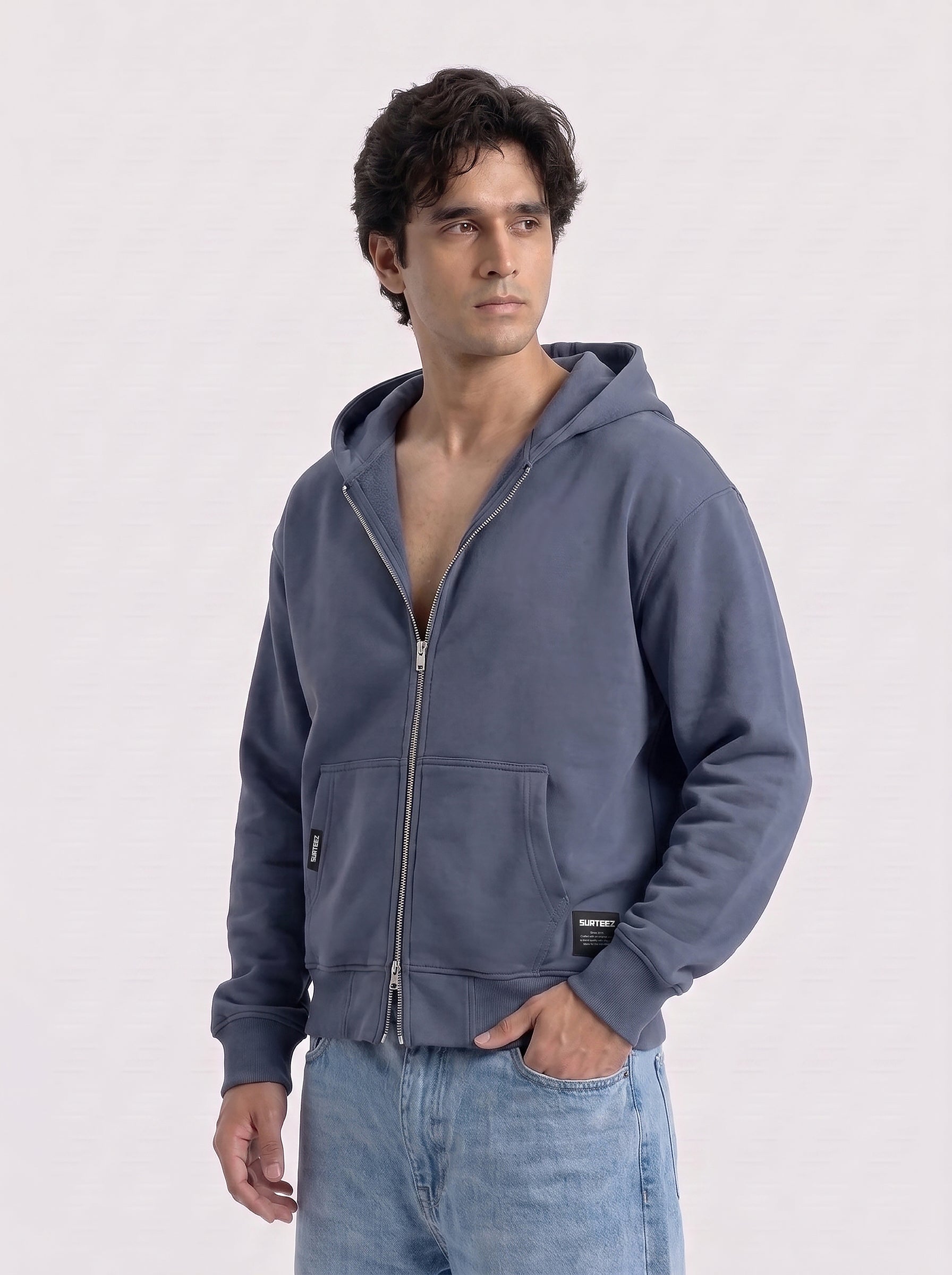 Shark Grey Oversize Zipper Hoodie