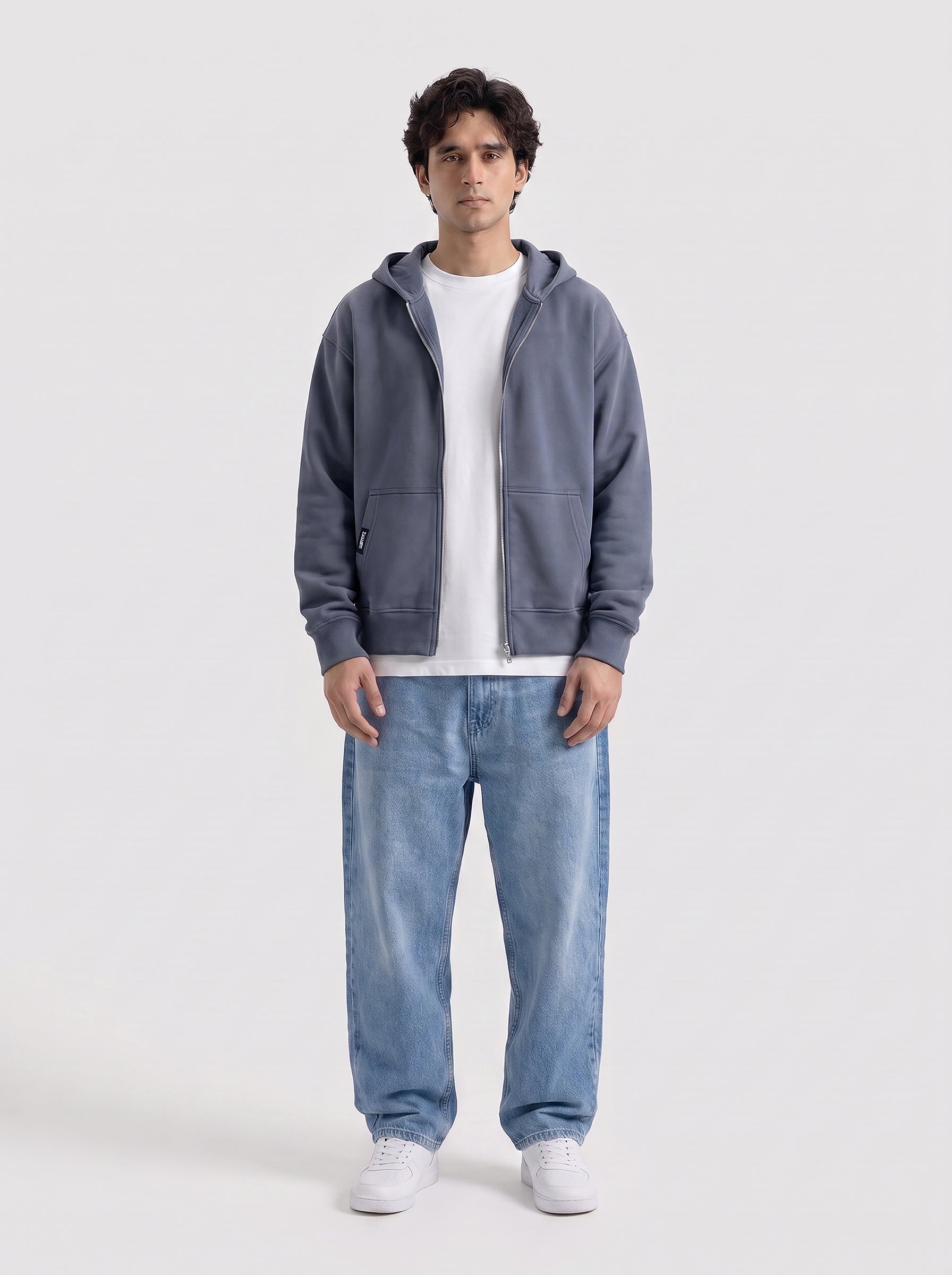 Shark Grey Oversize Zipper Hoodie