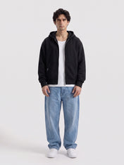 Black Oversize Zipper Hoodie