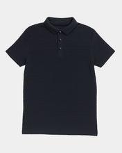Woven Textured Lycra Polo - Black