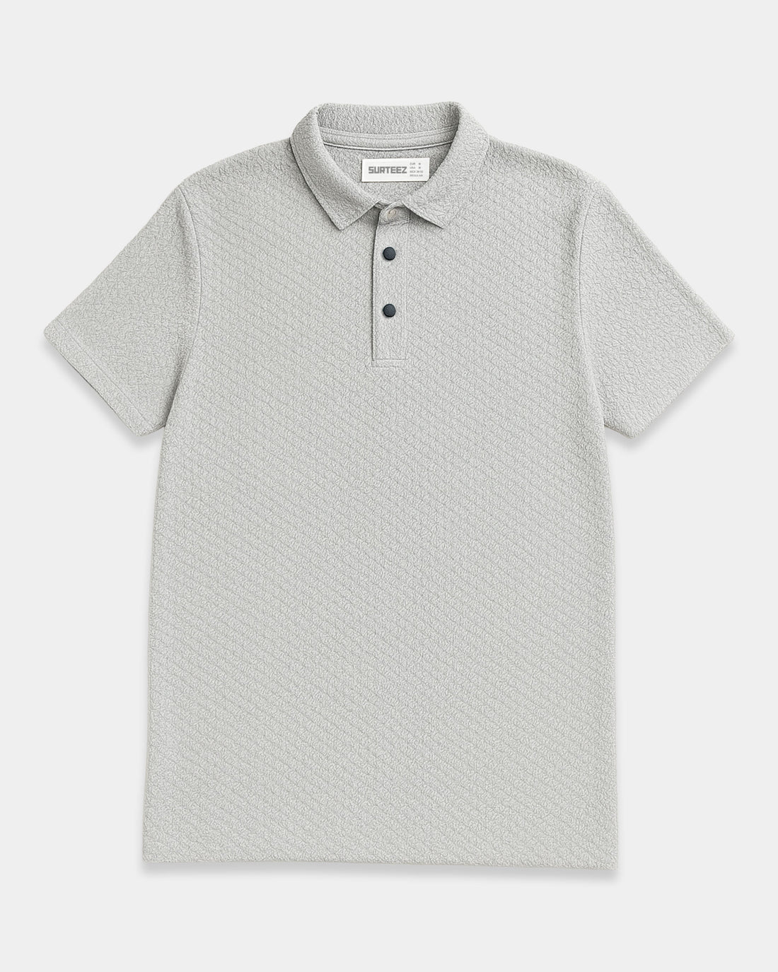 Woven Textured Lycra Polo - Light Grey