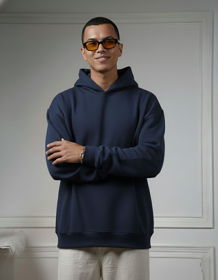 Oversize Navy Blue Plain Hoodie