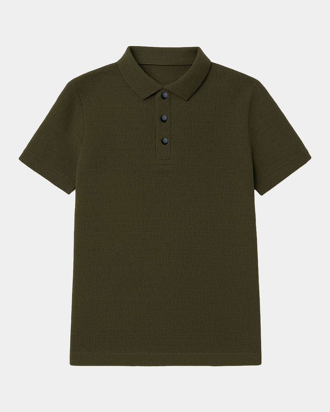 Woven Textured Lycra Polo - Smokey Olive
