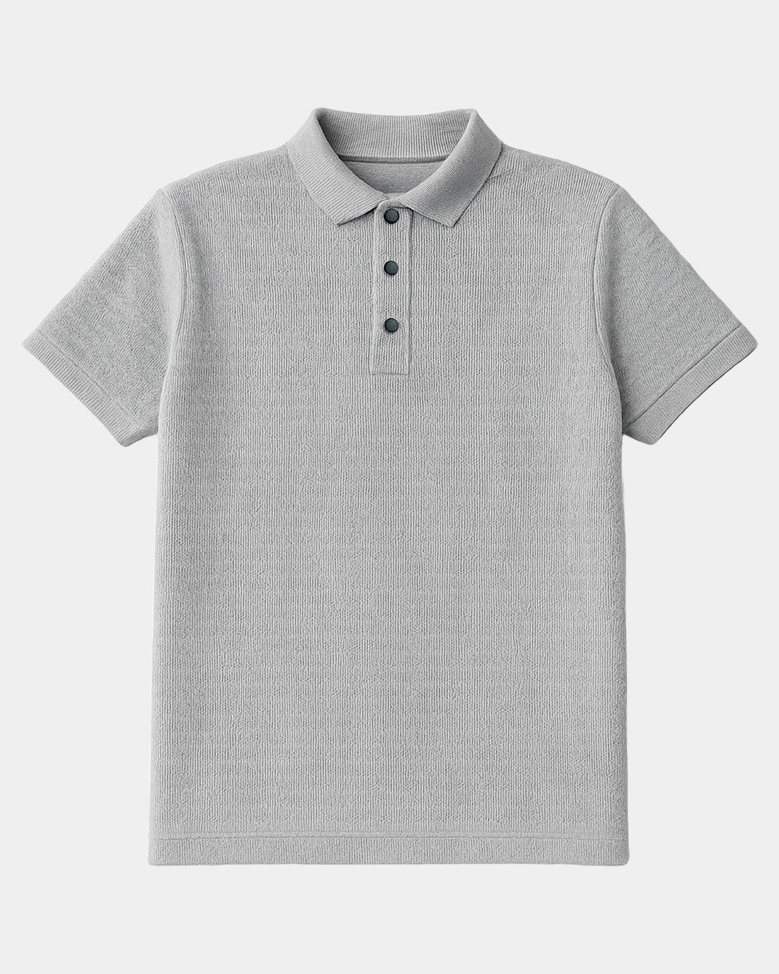Woven Textured Lycra Polo - Light Grey